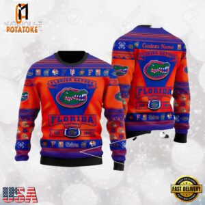 Florida Gators Logo Custom Name For Football Fans NCAA Ugly Christmas Sweater