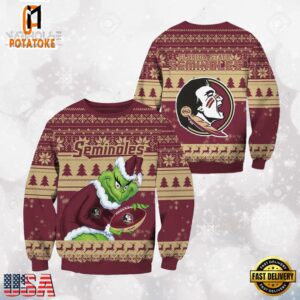 Florida State Seminoles Grinch Custom Name NCAA Ugly Christmas Sweater