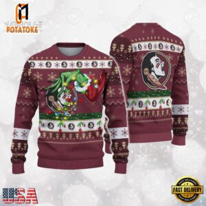 Florida State Seminoles Merry Christmas Grinch Hand NCAA Ugly Christmas Sweater