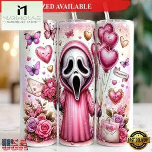 Funny Horror Ghost Valentine 20oz Tumbler With Lip And Straw