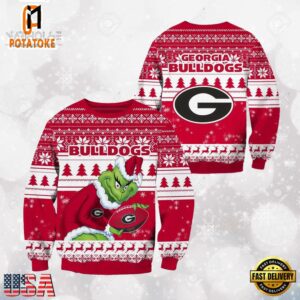 Georgia Bulldogs Grinch Custom Name NCAA Ugly Christmas Sweater