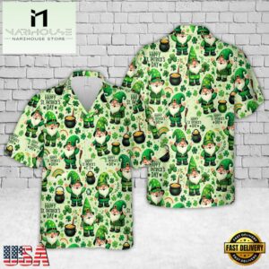 Gnome Happy St Patrick's Day Hawaiian Shirt