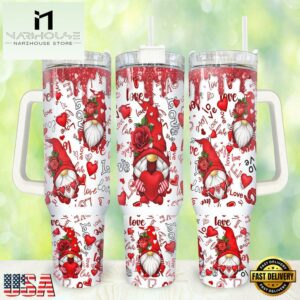 Gnomes Valentines Stainless Steel Tumbler 40Oz With Handle
