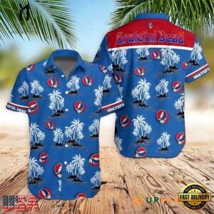 Grateful Dead Band Palm Tree Blue Unisex Hawaiian Shirt
