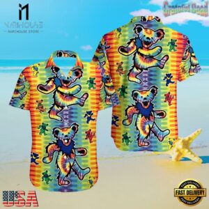 Grateful Dead Bears Tie Dye Unisex Hawaiian Shirt