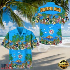 Grateful Dead Dancing Bear Blue Unisex Hawaiian Shirt
