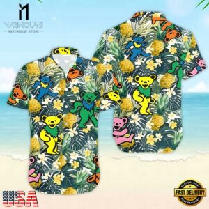 Grateful Dead Dancing Bears Pineapple Forest Unisex Hawaiian Shirt
