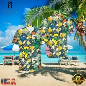 Grateful Dead Dancing Bears Pineapple Tropical Forest Unisex Hawaiian Shirt