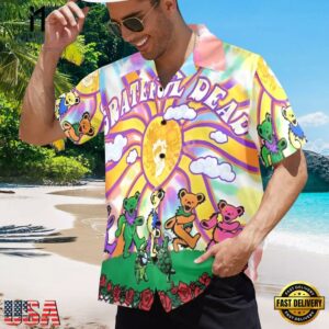 Grateful Dead Dancing Bears Tie-Dye Unisex Hawaiian Shirt