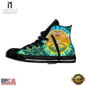 Grateful Dead High Top Black-Green Canvas Sneakers Shoes