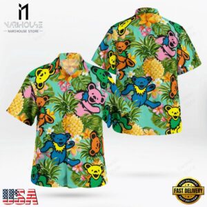 Grateful Dead Pineapple Paradise Dancing Bears Unisex Hawaiian Shirt