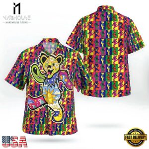 Grateful Dead Psychedelic Dancing Bear Unisex Hawaiian Shirt