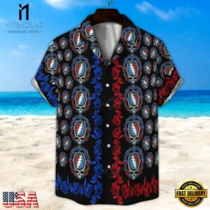 Grateful Dead Roses and Lightning Bolt Unisex Hawaiian Shirt