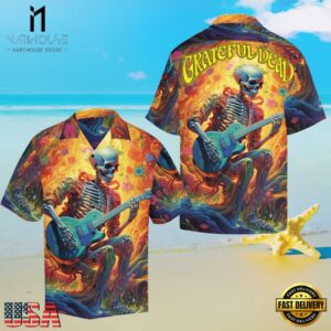 Grateful Dead Skelton Guitar Player Unisex Hawaiian Shirt