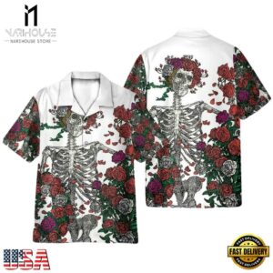 Grateful Dead Skull With Rose Unisex Hawaiian Shirt