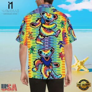 Grateful Dead Tie-Dye Dancing Bears Unisex Hawaiian Shirt