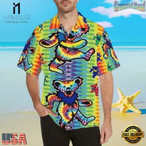 Grateful Dead Tie-Dye Dancing Bears Unisex Hawaiian Shirt