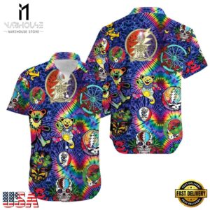 Grateful Dead Tie-Dye Skeletons Unisex Hawaiian Shirt