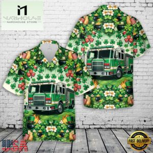 Green Fire Truck Patrick's Day Hawaiian Shirt