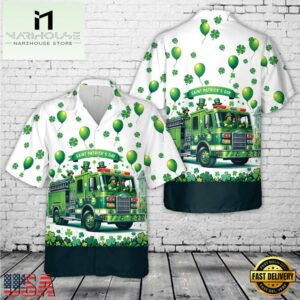 Green Fire Truck Patrick's Day Hawaiian Shirts