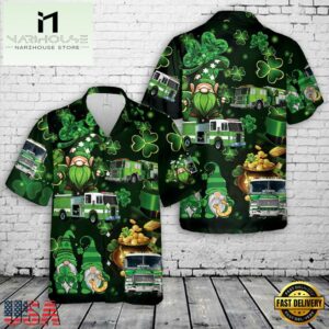 Green Fire Trucks Patrick's Day Hawaiian Shirt