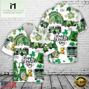 Green Fire Trucks Patrick's Day Hawaiian Shirts