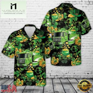 Green Fire Trucks Patrick's Day Summer Hawaiian Shirt