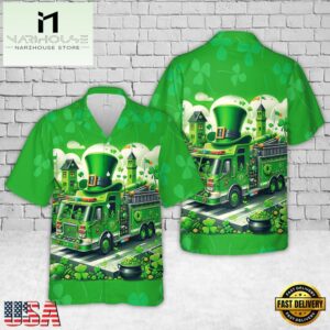 Green Fire Trucks Patrick's Day Summer Hawaiian Shirts