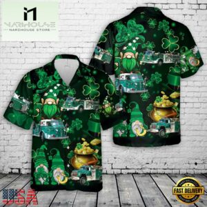 Green Old Fire Trucks Patrick's Day Hawaiian Shirt