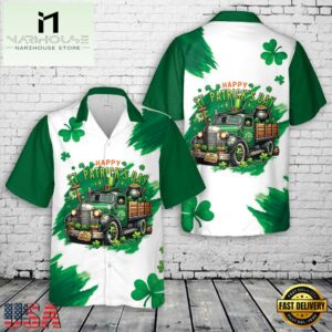Happy St. Patrick's Day Shamrock Farm Truck Hawaiian Shirt