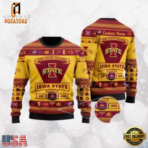 Iowa State Cyclones Football Team Logo Custom NCAA Ugly Christmas Sweater