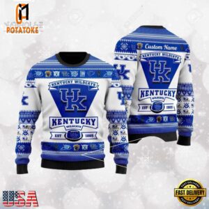 Kentucky Wildcats Logo Custom Name For Football Fans Ugly Christmas Sweater