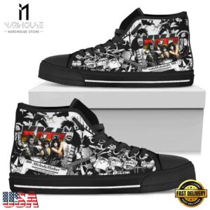 Kiss High Top Canvas Sneakers Shoes Black White