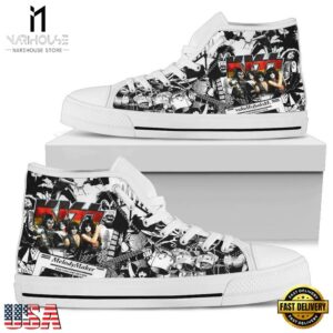 Kiss High Top Canvas Sneakers Shoes Black White