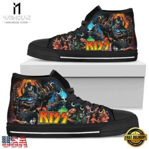 Kiss High Top Canvas Sneakers Shoes For Fans Lovers