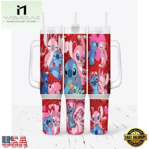Lilo and Stitch Valentines Gift Stainless Steel Tumbler 40Oz With Handle