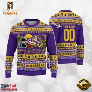 LSU Tigers Logo Football NCAA Ugly Christmas Sweater