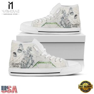 Metallica And Justice Forall Black White High Top Canvas Sneakers Shoes