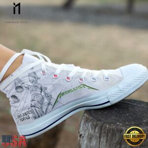 Metallica And Justice Forall Black White High Top Canvas Sneakers Shoes
