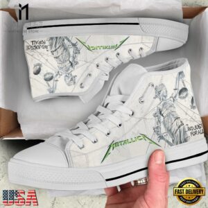 Metallica And Justice Forall Black White High Top Canvas Sneakers Shoes