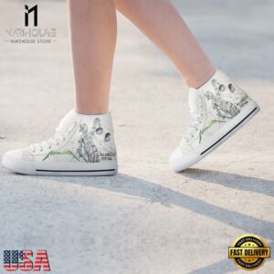 Metallica And Justice Forall Black White High Top Canvas Sneakers Shoes