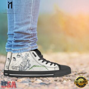 Metallica And Justice Forall Black White High Top Canvas Sneakers Shoes