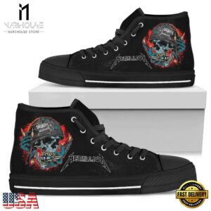 Metallica Band Disarm Black Color High Top Canvas Sneakers Shoes