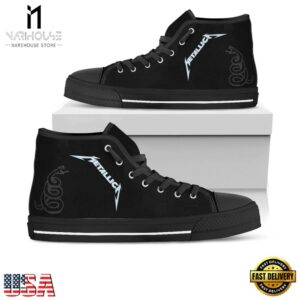 Metallica Black White Classic High Top Canvas Sneakers Shoes