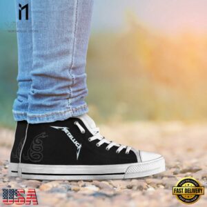 Metallica Black White Classic High Top Canvas Sneakers Shoes
