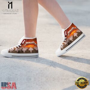 Metallica Cross Black White High Top Canvas Sneakers Shoes