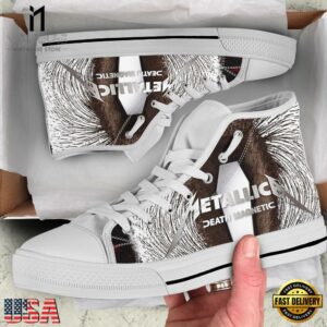 Metallica Death Magnetic Black White Color High Top Canvas Sneakers Shoes