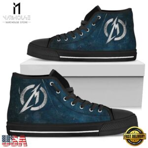 Metallica Design With Logo Black Blue High Top Canvas Sneakers Shoes