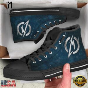 Metallica Design With Logo Black Blue High Top Canvas Sneakers Shoes