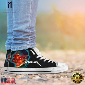 Metallica Fans Gift Black White Color High Top Canvas Sneakers Shoes